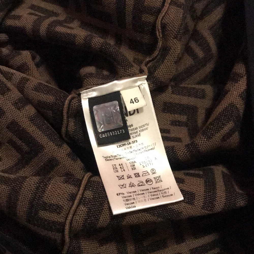 ✨ Authentic FENDI Brown Zucca Monogram Intarsia Knit Pencil Skirt – Size 46 ✨ - Picture 9 of 11